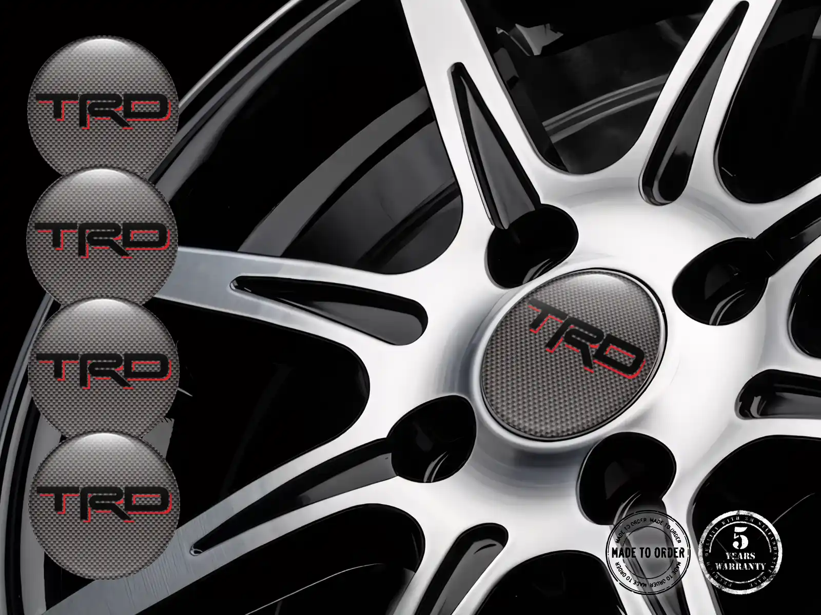Toyota TRD Pegatinas de Resina Bombadas Logos de Aros Racing